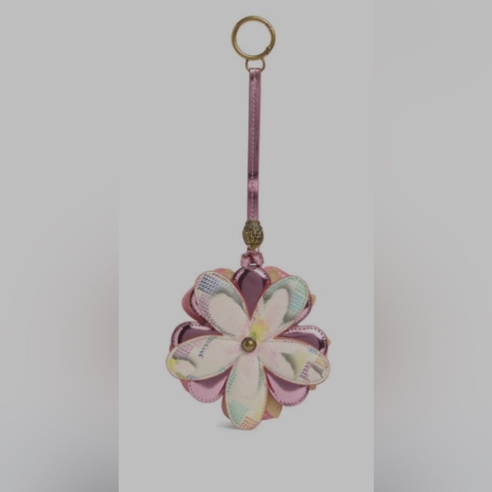 Kurt Geiger London NWT Gorgeous Pink/Multi Flower Faux Leather Bag Charm